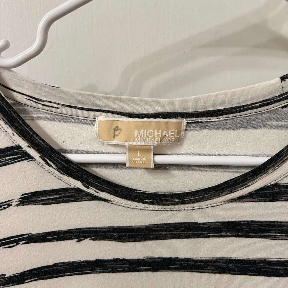 Michael Kors Black and Cream Striped Dress
